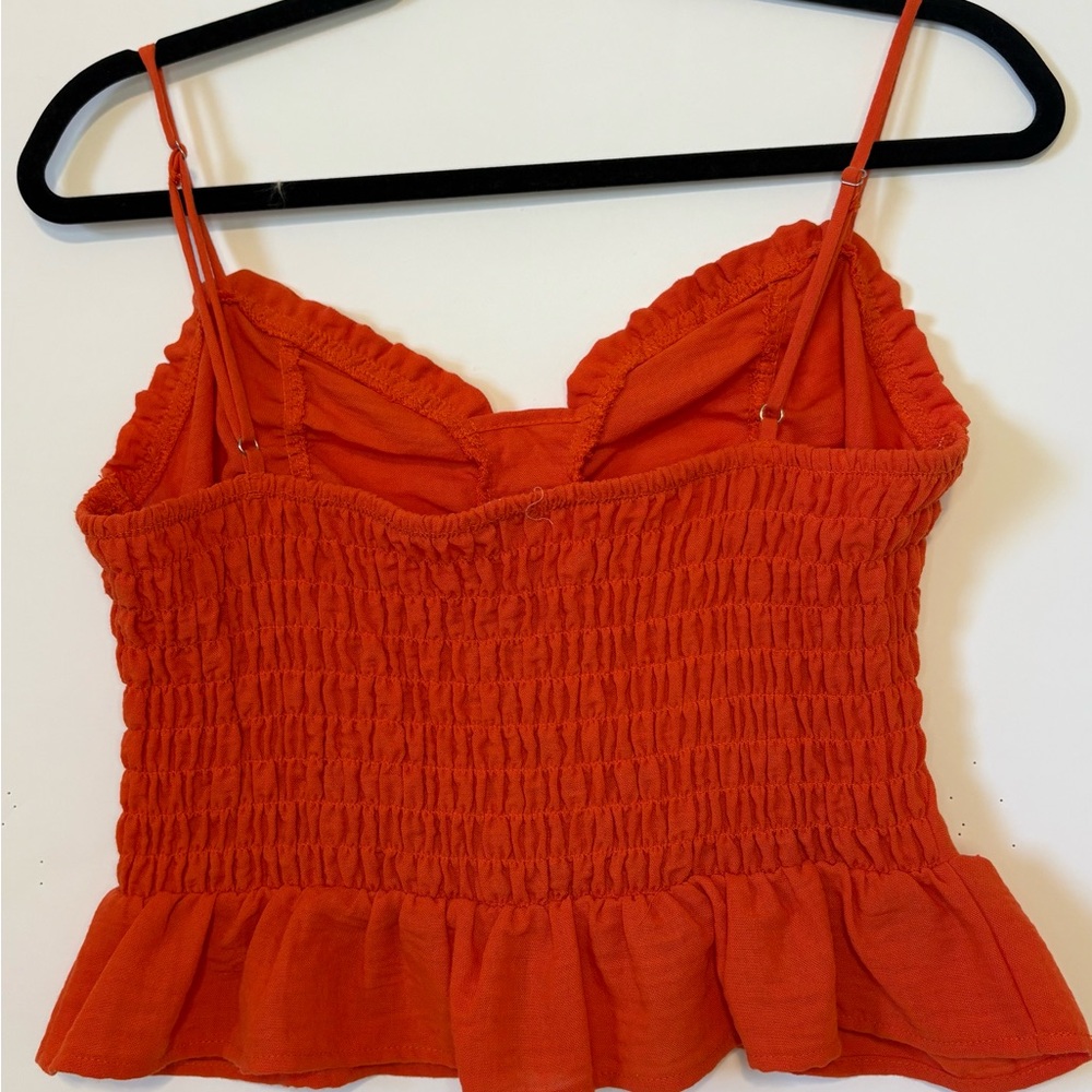 Women's Red Ruffled Top - Picture 2 of 3